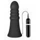 Большой чёрный анальный вибратор MENZSTUFF VIBRATING BUTTCRASHER RIBBED - 20 см.