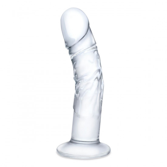 Стеклянный фаллоимитатор из стекла 7’’ Curved Realistic Glass Dildo With Veins - 15,9 см.