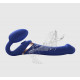 Синий безремневой страпон Multi Orgasm Bendable Strap-On size L с клиторальной стимуляцией