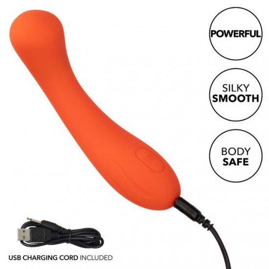 Оранжевый вибромассажер Liquid Silicone G-Wand - 15,25 см.