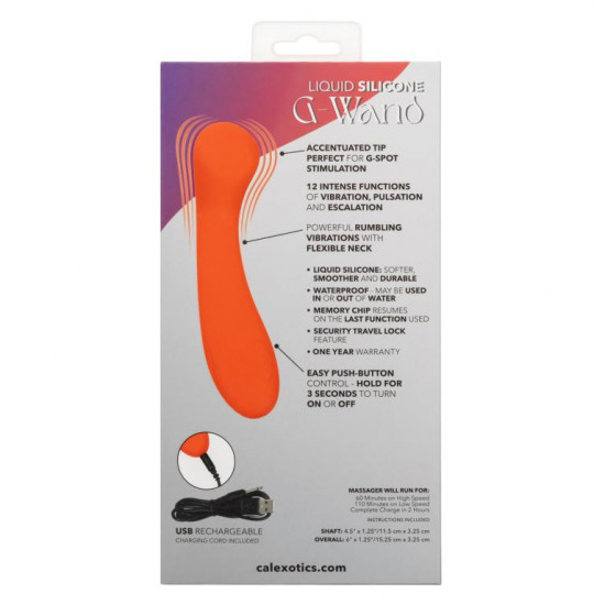 Оранжевый вибромассажер Liquid Silicone G-Wand - 15,25 см.