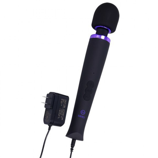 Черный жезловый вибромассажёр Merci Power Wand