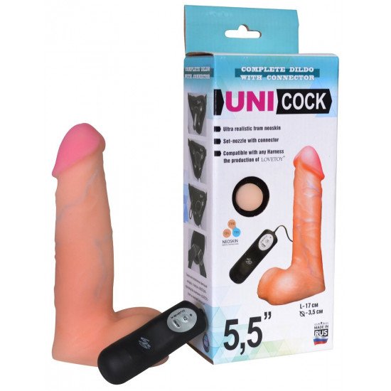 Фаллическая насадка Харнесс UNICOCK 5,5  с вибрацией - 17,6 см.