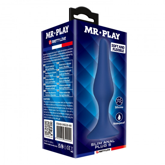 Синяя анальная пробка Slim Anal Plug S - 10,3 см.