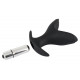 Чёрная анальная V-образная пробка Black Velvets Vibrating Anchor Plug с вибрацией - 10,3 см.