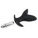 Чёрная анальная V-образная пробка Black Velvets Vibrating Anchor Plug с вибрацией - 10,3 см.