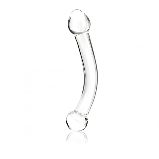 Прозрачный стеклянный фаллос для стимуляции точки G Curved Glass - 17 см.
