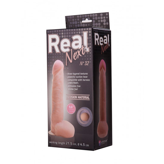 Большой фаллоимитатор из неоскин на присоске REAL Next №32 - 24,5 см.