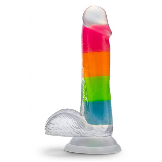Яркий люминесцентный фаллоимитатор Rainbow Rave - 16,5 см.