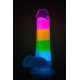 Яркий люминесцентный фаллоимитатор Rainbow Rave - 16,5 см.