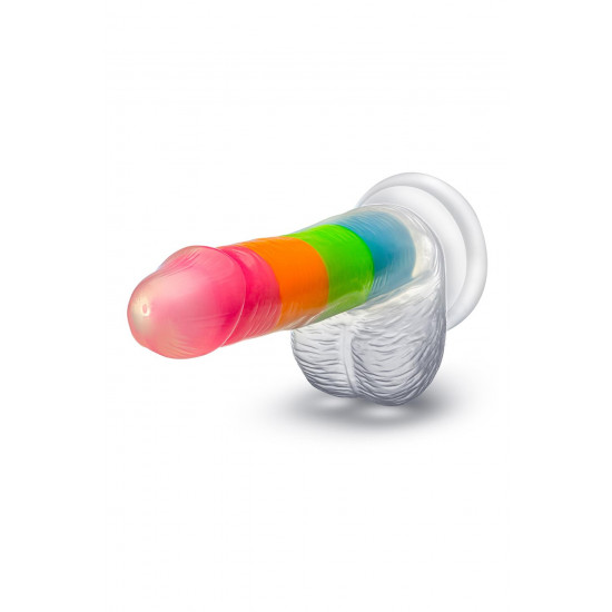 Яркий люминесцентный фаллоимитатор Rainbow Rave - 16,5 см.