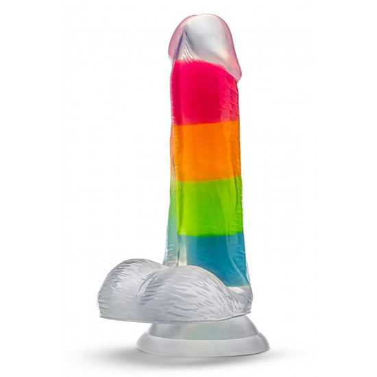 Яркий люминесцентный фаллоимитатор Rainbow Rave - 16,5 см.