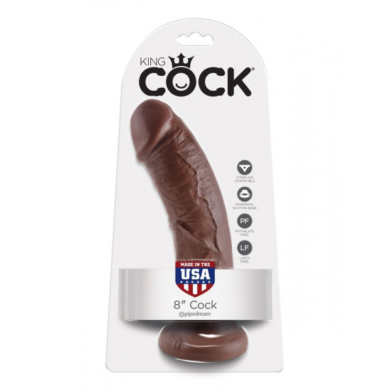 Коричневый фаллоимитатор 8  Cock - 20,3 см.