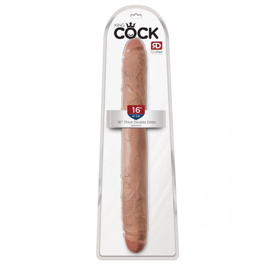 Кофейный двусторонний фаллоимитатор 16  Thick Double Dildo - 40,6 см.