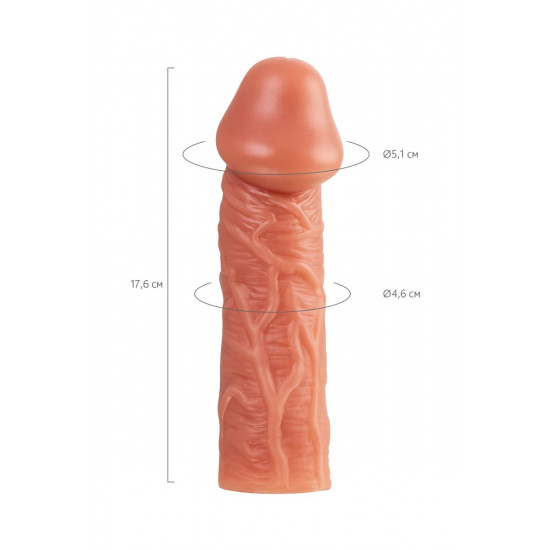 Телесная насадка на фаллос с отверстием для мошонки Cock Sleeve 001 Size L - 17,6 см.