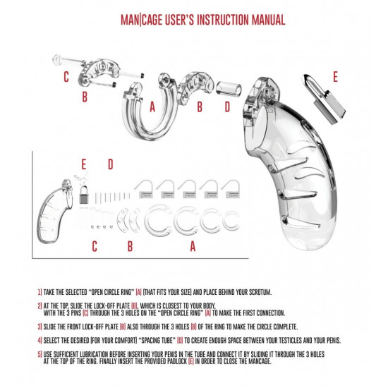 Мужской пояс верности №5 Transparent 5.5 Inch - 14 см.