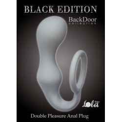 Серое эрекционное кольцо с анальной пробкой Double Pleasure Anal Plug