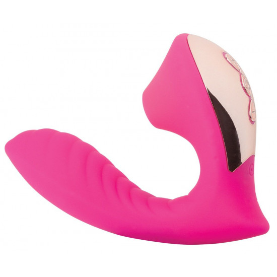 Ярко-розовый вибромассажёр с вакуумной стимуляцией Vaginal   Suction Lover