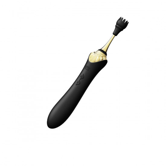 Черный клиторальный вибростимулятор с насадками Bess