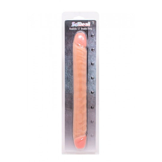 Телесный двусторонний фаллоимитатор SO REAL REALISTIC 13INCH DOUBLE DONG - 32 см.