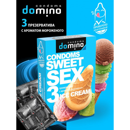 Презервативы для орального секса DOMINO Sweet Sex с ароматом мороженого - 3 шт.