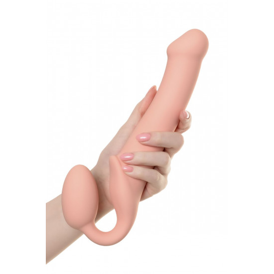 Телесный безремневой страпон Silicone Bendable Strap-On - size L