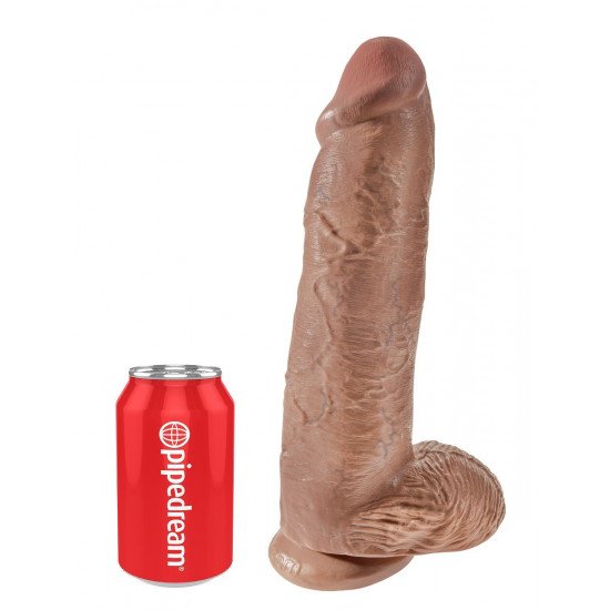 Кофейный фаллоимитатор-гигант 12  Cock with Balls - 30,5 см.