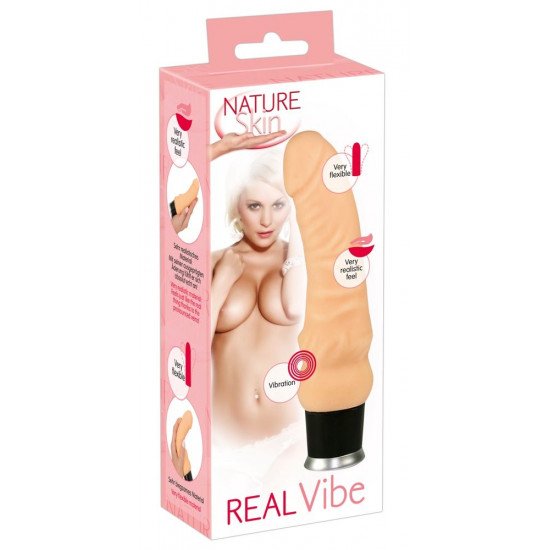 Вибратор-реалистик  Nature Skin Real Vibe телесного цвета - 17,5 см.