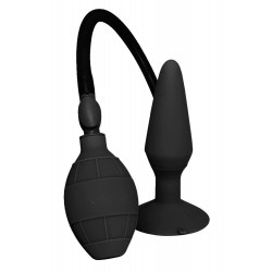 Чёрная анальная пробка с функцией расширения Small Inflatable Plug - 12,5 см.