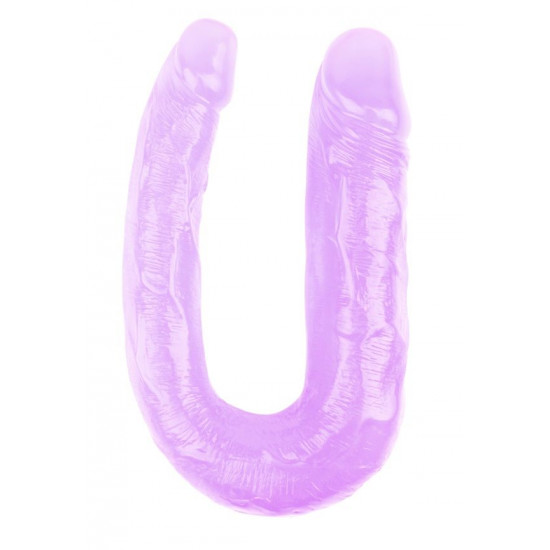 Фиолетовый двусторонний фаллоимитатор Hi-Rubber - 34 см.