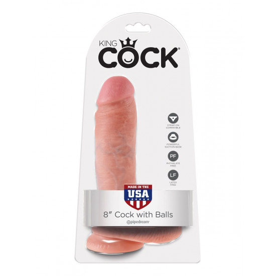 Телесный фаллоимитатор 8  Cock with Balls - 21,3 см.