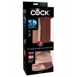 Телесный фаллоимитатор на присоске 9  Triple Density Cock with Balls - 24,1 см.