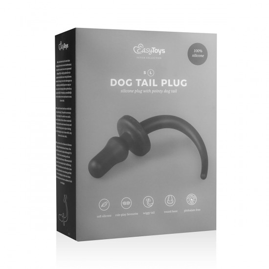 Черная анальная втулка Dog Tail Plug с хвостом