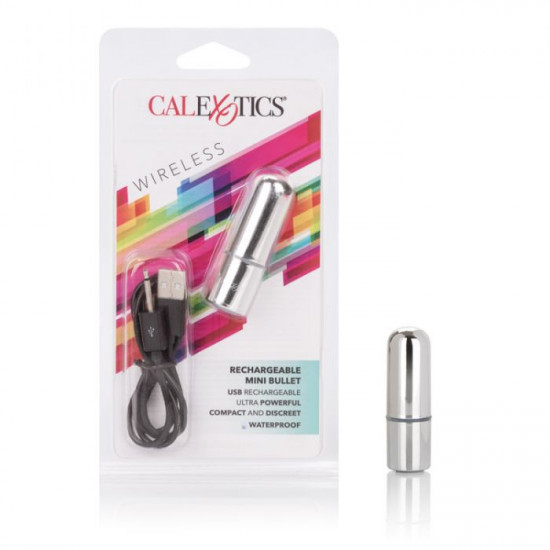 Серебристая перезаряжаемая вибропуля Rechargeable Mini Bullet
