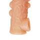 Телесная закрытая насадка с шишечками Cock Sleeve 008 Size S - 13,8 см.