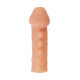 Телесная закрытая насадка с шишечками Cock Sleeve 008 Size S - 13,8 см.