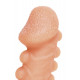 Телесная закрытая насадка с шишечками Cock Sleeve 008 Size S - 13,8 см.