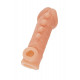 Телесная закрытая насадка с шишечками Cock Sleeve 008 Size S - 13,8 см.