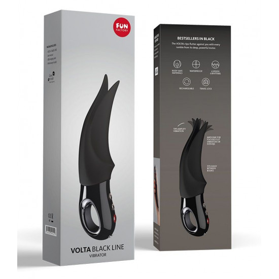 Чёрный вибратор Volta Black Line с раздвоенным кончиком - 18,9 см.