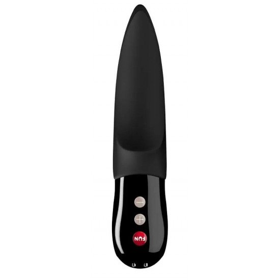 Чёрный вибратор Volta Black Line с раздвоенным кончиком - 18,9 см.