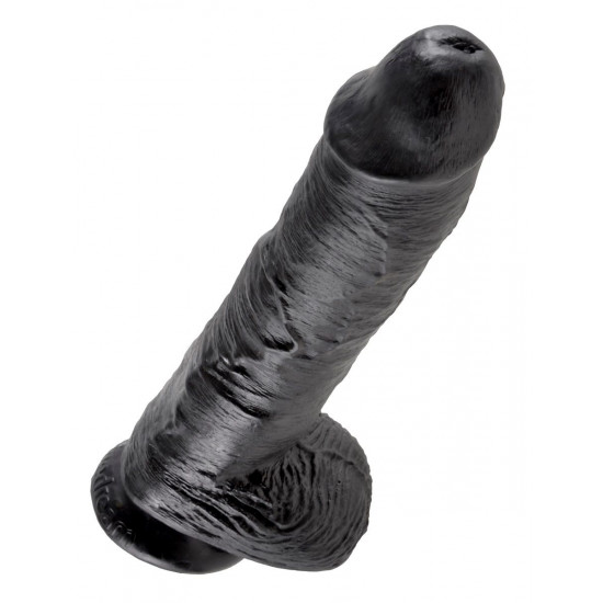 Реалистичный чёрный фаллоимитатор-гигант 10  Cock with Balls - 25,4 см.