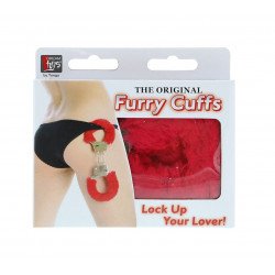 Металлические наручники с красной меховой опушкой Metal Handcuffs With Plush