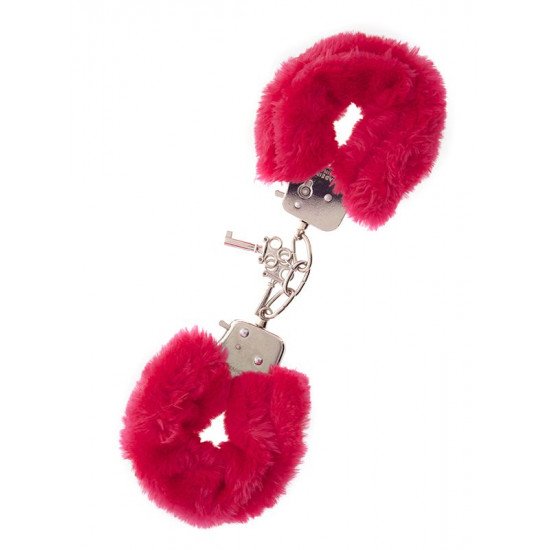 Металлические наручники с красной меховой опушкой Metal Handcuffs With Plush