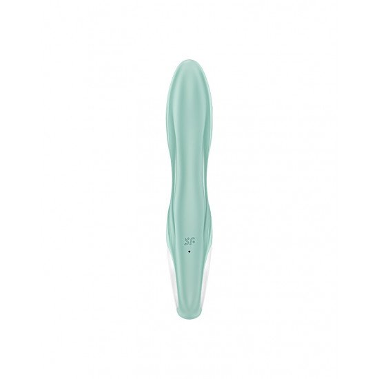 Зеленый вибратор-кролик Satisfyer Air Pump Bunny 5+ с функцией расширения - 20,4 см.