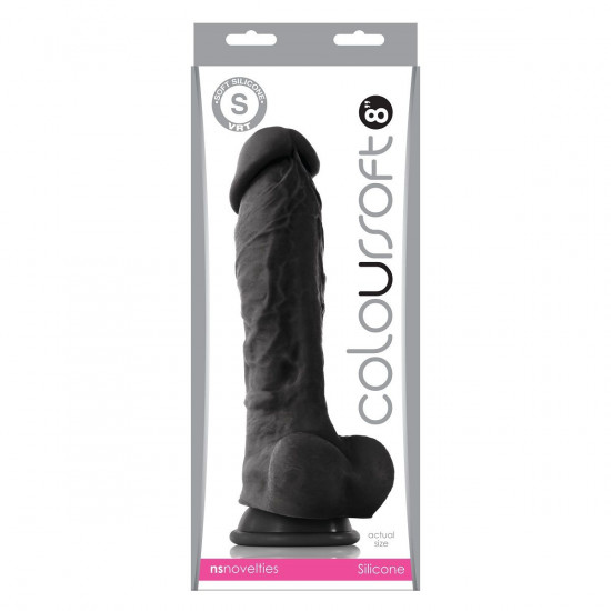 Чёрный фаллоимитатор на присоске ColourSoft  8  Soft Dildo - 23,5 см.