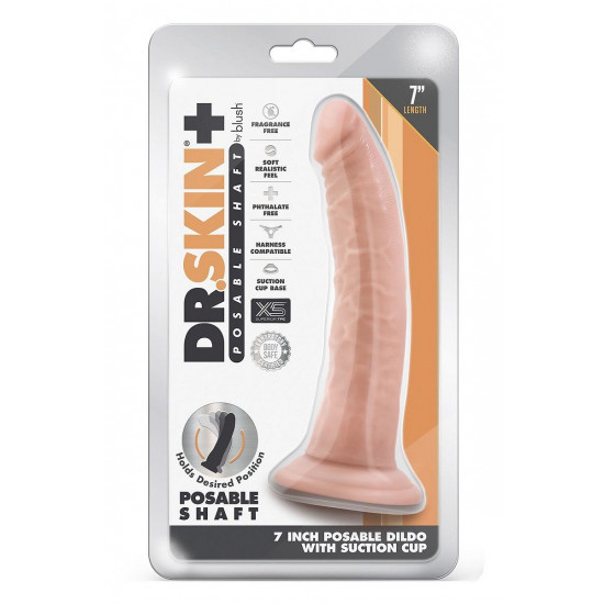 Телесный фаллоимитатор-реалистик 7 Inch Posable Dildo - 19 см.