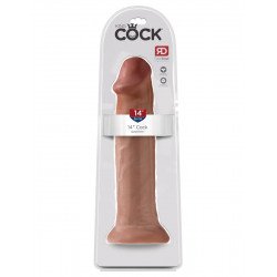 Кофейный фаллоимитатор-гигант на присоске 14  Cock - 36 см.