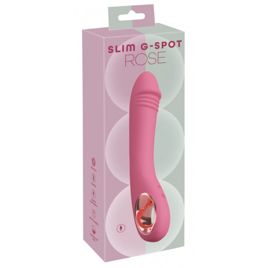 Розовый тонкий вибратор для точки G Slim G-Spot Rose - 21,4 см.