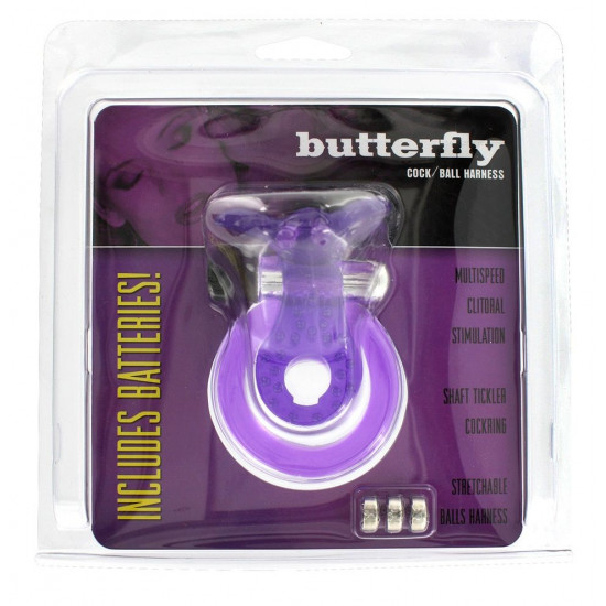 Эрекционное кольцо с вибрацией COCK BALL RING BUTTERFLY JELLY VIBE