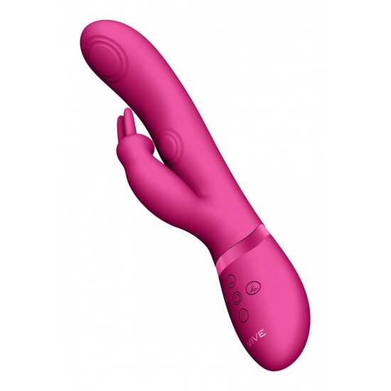 Розовый вибромассажер May Pulse-Wave   C-spot   G-Spot Rabbit - 22 см.